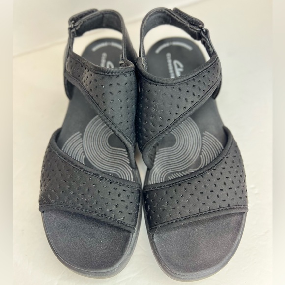 Clarks Cloudsteppers Womens Drift Fern Flat Black Wedge Comfort Adjustable Sz 6 - Picture 11 of 12